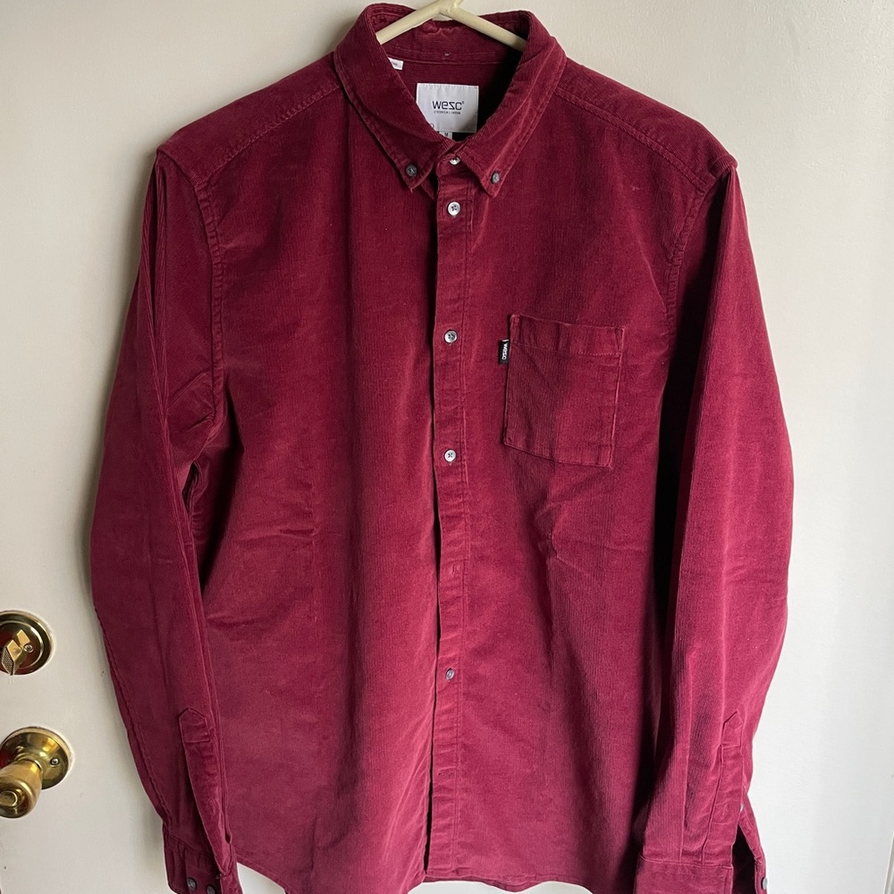 Wesc Shirt med Corduroy Maroon Long Sleeve